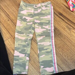 Kids Camouflage Leggings with Pink Stripe